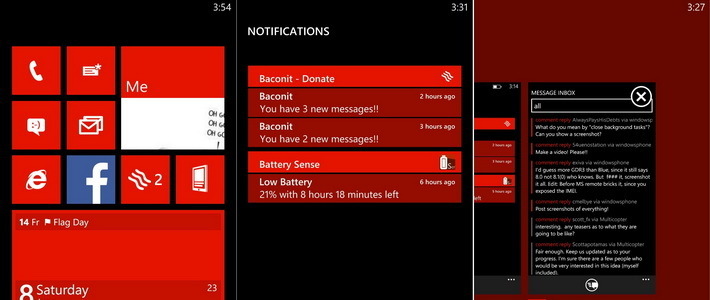 Опубликованы скриншоты Windows Phone с центром уведомлений